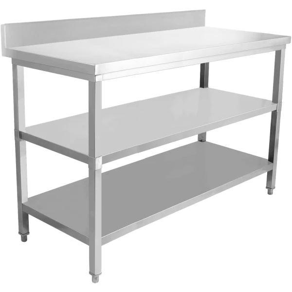 Ammattikäyttöinen työtaso ruostumatonta terästä 3 tasoa Selkänoja Neliöjalat 1600x700x900mm | Adexa DW3T16070B