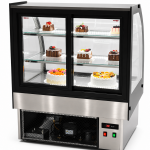 Kaupallinen Kakkutiski Pyöristetty etu 2 hyllyä 900x700x1200mm Ruostumaton teräs & Musta | Adexa HL900S2 - Image 2