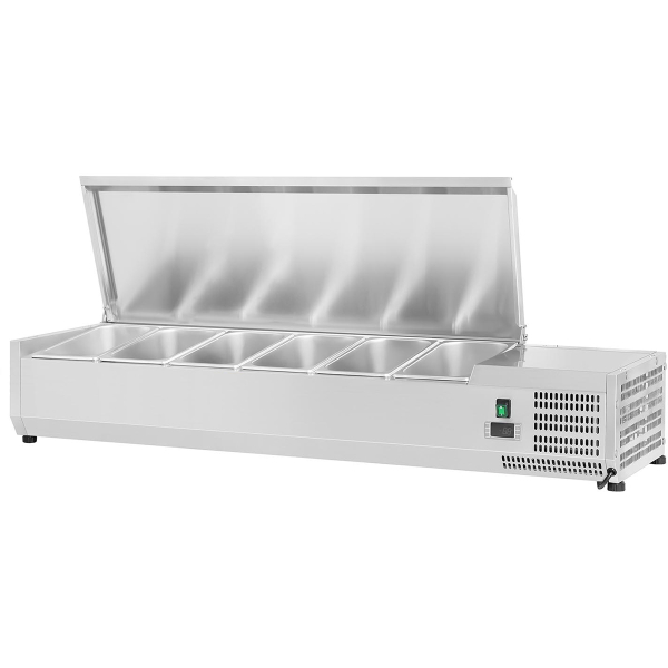Jääkaappipalvelutaso 1400mm 6xGN1/4 Syvyys 330mm Ruostumaton teräskansi | Adexa EA14