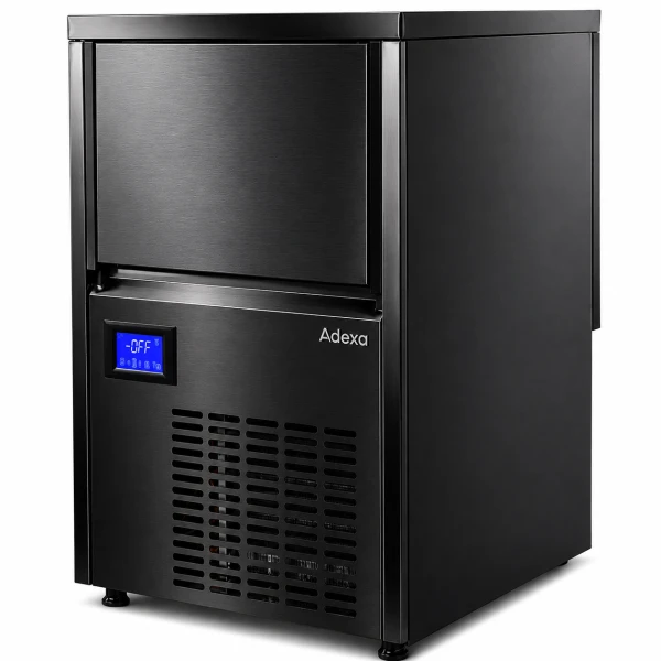 Ammattilainen jääpalakone kirkas jää, yksittäiset kuutiot 50kg/24h 15kg säiliö musta ruostumatonta terästä digitaalinen ohjaus | Adexa GI50BD