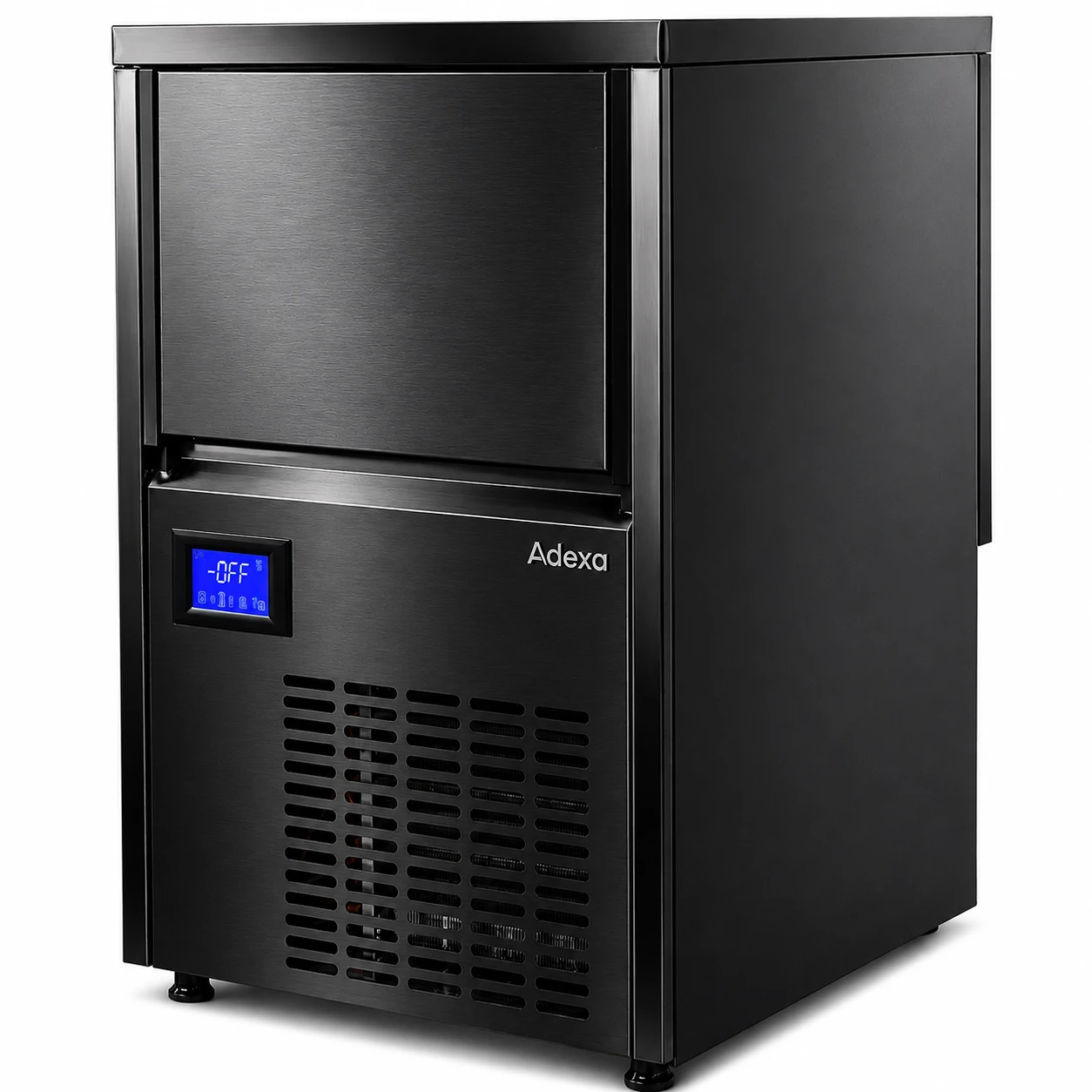 Ammattilainen jääpalakone kirkas jää Ammattilainen jääpalakone kirkas jää, yksittäiset kuutiot 50kg/24h 15kg säiliö musta ruostumatonta terästä digitaalinen ohjaus | Adexa GI50BD - Image 1