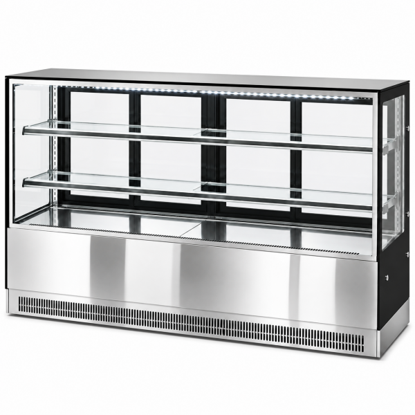 Kakkuvitriini 1800x730x1200mm 2 hyllyä Peili edessä LED | Adexa GN1800RF2