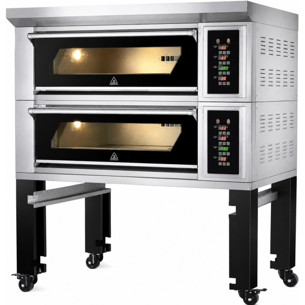 Leipomouuni Sähkö 2 kammio 4 x 400x600mm pellit 400°C Digitaaliset ohjaimet 13,2kW 380V | Adexa HTD40KI