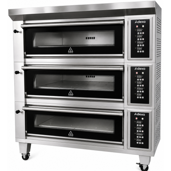 Leipomouuni Sähköinen 3 kammio 6 x 400x600mm pellit 400°C Mekaaniset säädöt 19,8kW 400V | Adexa HTD60KI