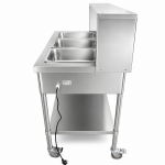 Bain-marie tarjoiluun läpinäkyvällä yskänsuojalla ja ylähyllyllä jalustalla pyörillä ja alahyllyllä 3xGN1/1 | Adexa PFD12070 - Image 2