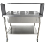 Bain-marie tarjoiluun läpinäkyvällä yskänsuojalla ja ylähyllyllä jalustalla pyörillä ja alahyllyllä 3xGN1/1 | Adexa PFD12070 - Image 3