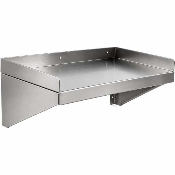 Seinähylly 1 taso 3 sivua ylös käännetty 1200x400x254mm Ruostumaton teräs | Adexa WSW400120B