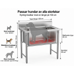 Kaupallinen ruostumattoman teräksen lemmikkien hoitokylpyamme 1000x600x1050 (900+150) mm viemärisarjalla | Adexa PDBS60100 - Image 2