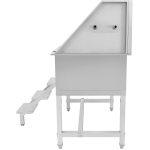 Ruostumattoman teräksen lemmikkien hoitokylpyamme 966x622x1220mm liukuovella, portailla ja 3-sivuisella takalevyllä | Adexa PDBSLD62096 - Image 4