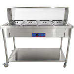 Bain-marie tarjoiluun läpinäkyvällä yskänsuojalla ja ylähyllyllä jalustalla pyörillä ja alahyllyllä 4xGN1/1 | Adexa PFD15070 - Image 2