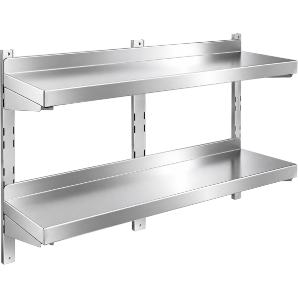 Seinähylly 2 tasoa 2000x300x600mm Ruostumaton teräs | Adexa WM20030B