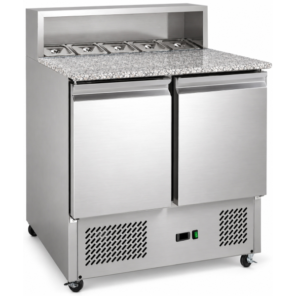 Pizzanvalmistuspöytä 2 ovea Ruostumaton teräs Pizzakansi 5xGN1/6 Syvyys 700mm | Adexa PZ22